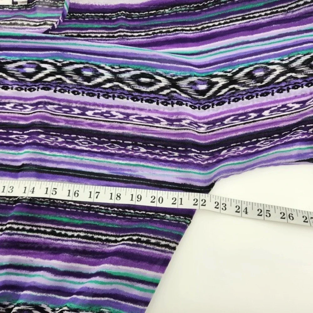 Chico's Women's Size 2 / US Large Purple‎ Print 3/4 Sleeve Button Blouse Top - Picture 4 of 5